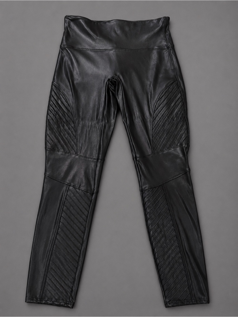 SPANX Faux Leather Moto Leggings Black Medium Regular High Rise